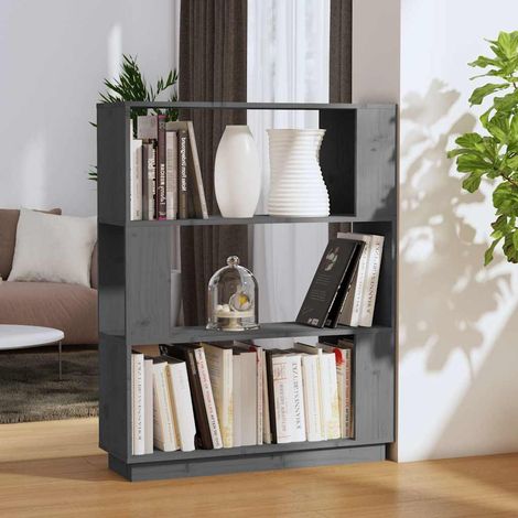 vidaXL Bibliothèque/Séparateur de pièce Gris 80x25x101 cm Pin massif (1/5)