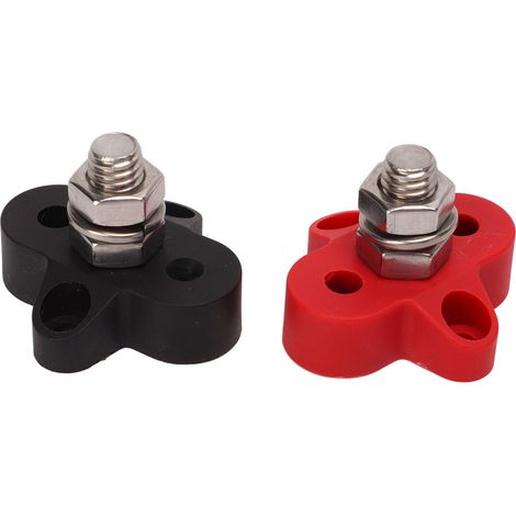 Bornier à borne unique en acier inoxydable rouge et noir pour batterie 48 V, pour camping-car, camion ou bateau, 3/8 po (M10) (1/5)