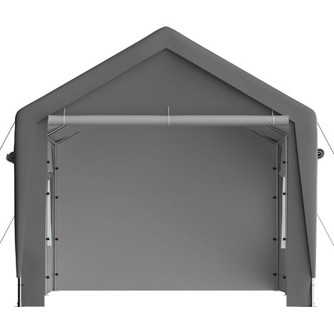 3x6 m graues Garagenzelt aus Metall, Rollfenster, abnehmbare Wände und Dach (1/4)