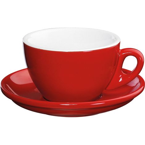 Cilio Roma Cappuccino-Tasse mit Untertasse, Porzellan, rot, 0,1 l