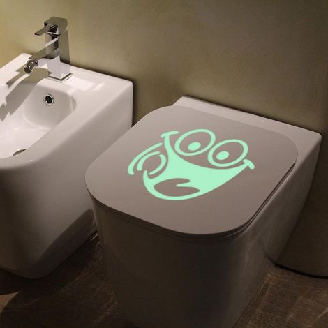 Lot de 12 autocollants visage souriant lumineux, déco murale rigolote pour WC, salle de bain, cuisine, PVC imperméable, taille unique, couleur unique. (1/5)