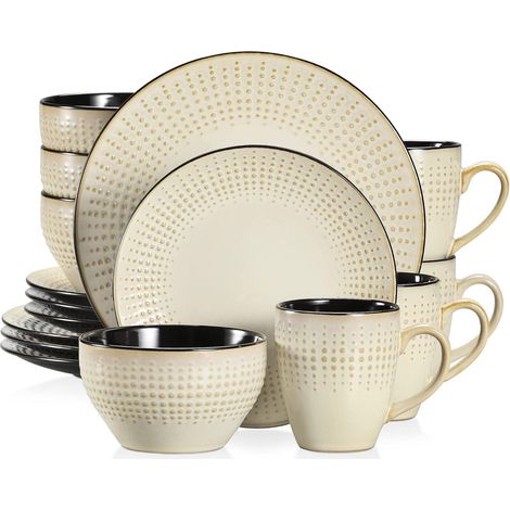 Kombiservice Steinzeug 16teilig 16-teiliges Tafelservice Guto-beige (1/5)