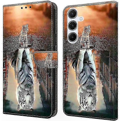 Étui Portefeuille Cuir 3D à Fermeture Magnétique pour Téléphones 4G 5G - Design Argent Fluide (1/5)