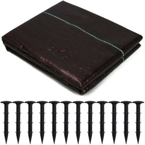 Mulch Cloths 1m x 5m with 12pcs Ground Nails, Anti Weed Tarpaulin, Water Permeable Woven Geotextile, Anti Regrowth for Garden Orchard (1/5)