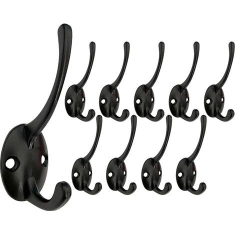 Patere Murale Noire, 10 Crochets Manteau Metal Maison Pateres Retro avec Vis pour Suspendre des Vêtements Vestes Peignoirs Serviettes Chapeaux Clefs Sacs (1/5)
