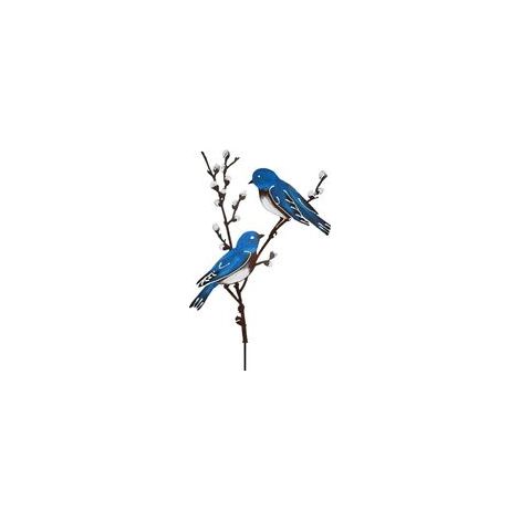 Oiseaux decoratifs Exterieur, Oiseaux Bleus et saules, Décorations d'oiseaux en métal Peint, Décoration Jardin Exterieur