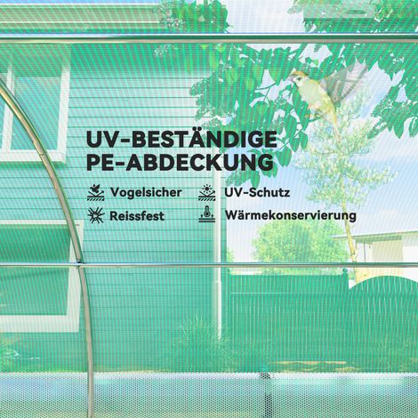 Serre de jardin 3x2x2 m, tunnel de culture avec 6 ouvertures, portes enroulables, parois latérales relevables, film résistant aux UV, abri d'hiver pour tomates avec ancrages de fixation, vert. (1/5)
