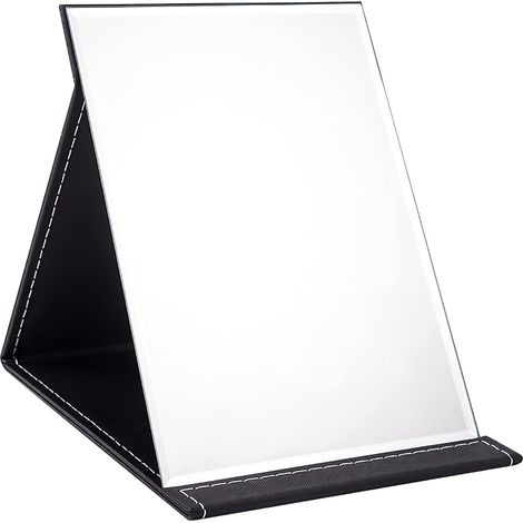Miroir maquillage pliable sur pied en cuir PU, super HD, réglage multi-angle, dimensions 25x18 cm (1/5)