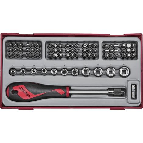 Set douilles et embouts TT1 tray 1/4 PH- PZ- Plat- TX-- TPX- HEX- ROB- gr 76 pièces Teng Tools TTMDQ76