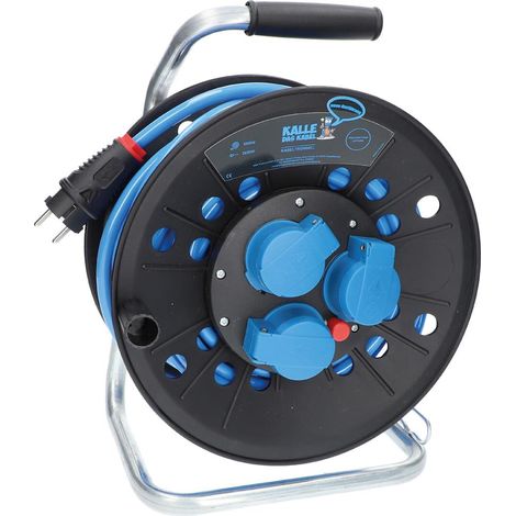 Schuko Kabeltrommel PUR H07BQ-F 25 m 3G 2,5 mm² 3x Schuko-Steckdose EXTREME BLAU IP44