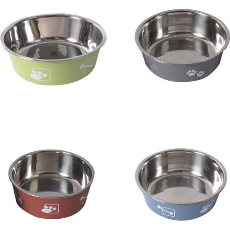 Ensemble de 4 gamelles pour animaux de compagnie en acier inoxydable, antidérapantes et résistantes au renversement, en métal durable, convenant aux animaux de petite, moyenne et grande taille, taille (1/5)