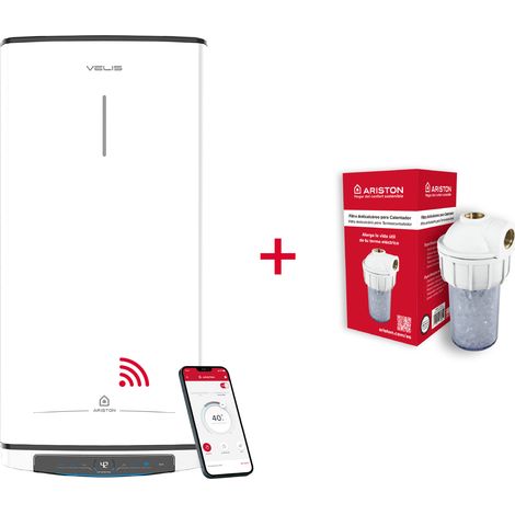 Termo eléctrico inteligente, Ariston, Velis Pro Wifi 80L + Filtro Antical, Vertical u Horizontal, Clase Energetica B (1/4)