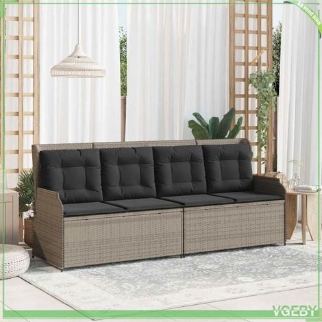 Banc de jardin réclinable - FAFEICY - 3394454 - Gris clair - Dossier réglable - Polyrotin / acier (1/5)
