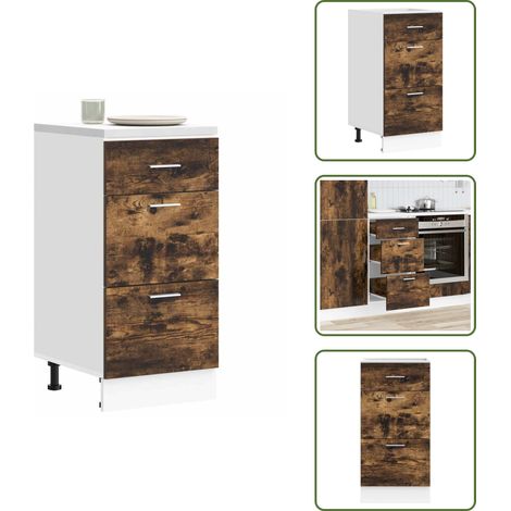 The Living Store Armario bajo "Lyon" roble ahumado 40x46x81,5 cm Madera de ingeniería - Armario cocina