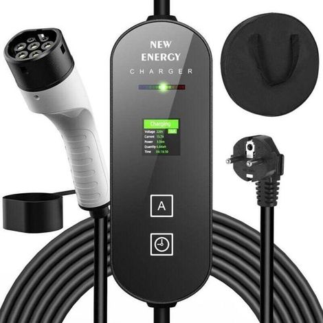 Ladegerät für Elektrofahrzeuge - 3,5 kW - 5-Meter-Kabel - Typ 2 - Digitalanzeige - Einstellbarer Strom 6/8/10/13/16 Ampere (1/4)