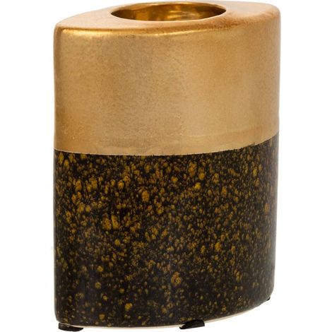 Portavelas de cerámica dorado 10,5x6,5x12,5 (1/5)