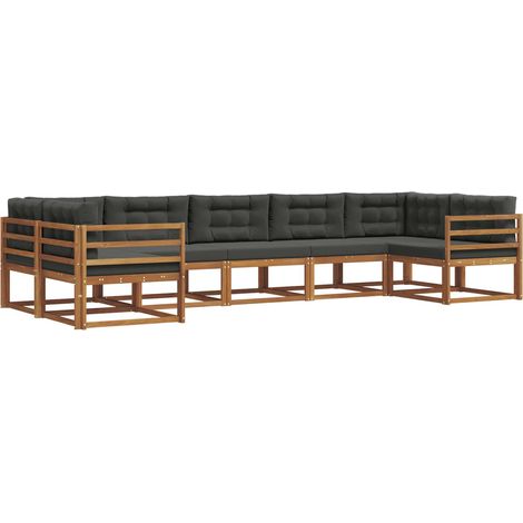 Conjunto de sofás de exterior 7 uds. Natural y Antracita vidaXL (1/5)