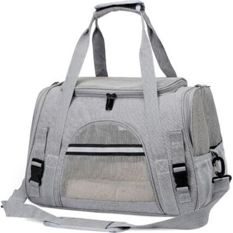Sac de transport pliable pour chat et chien – avec bandoulière réglable, matelas amovible en peluche et ventilation optimale