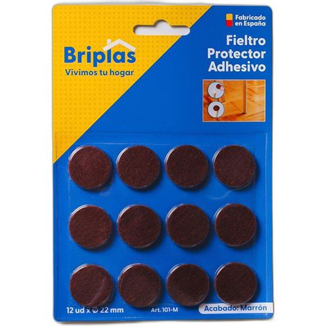 FPLUS briplas fieltro adhesivo 12 u redondo 22 ø mm marron 101m
