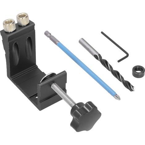 Gabarit de perçage oblique à 15° pour le travail du bois, kit de perçage pour chevilles, accessoire de menuiserie, noir (1/5)