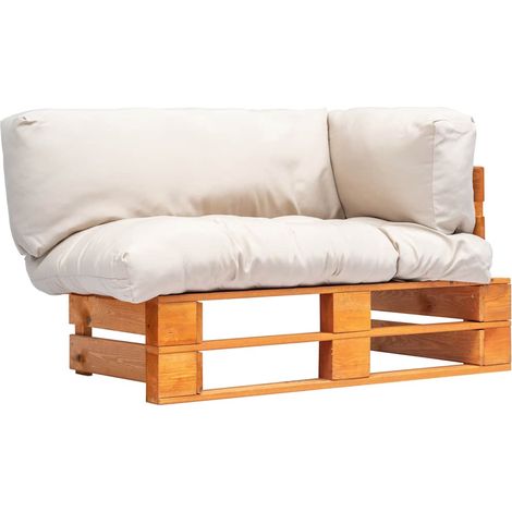 vidaXL Canapé de jardin palette avec coussins sable pinède (1/5)