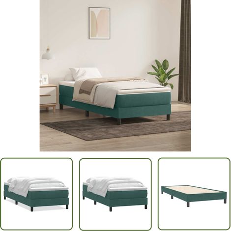 vidaXL Boxspringbett mit Matratze Dunkelgrün 80x220 cm Samt (1/5)