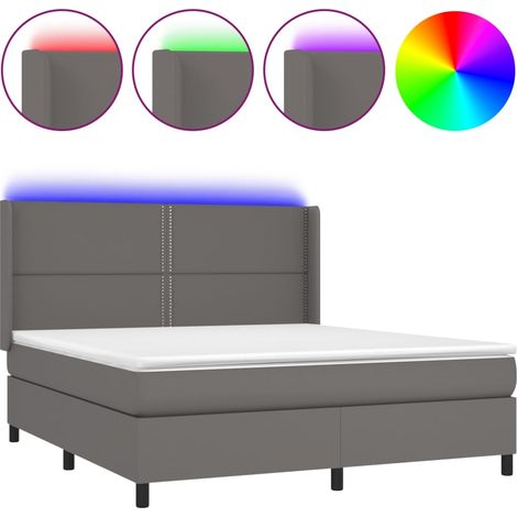 Maison Exclusive - Sommier à lattes de lit matelas LED Gris 180x200 cm Similicuir