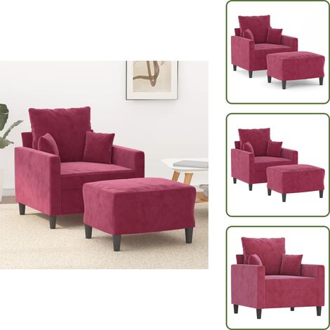 Repose-pied polyvalent - vidaXL Fauteuil avec repose-pied Rouge bordeaux 60 cm Velours - Fauteuil moderne