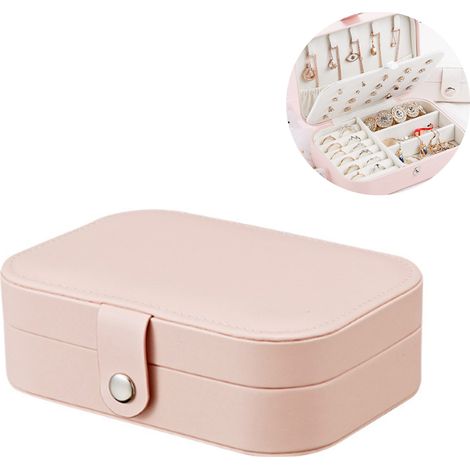 Boîte À Bijoux - Organisateur Portable À Deux Compartiments En Cuir Synthétique - Pour Anneaux Colliers Boucles D'oreilles - 1 Pièce (1/5)