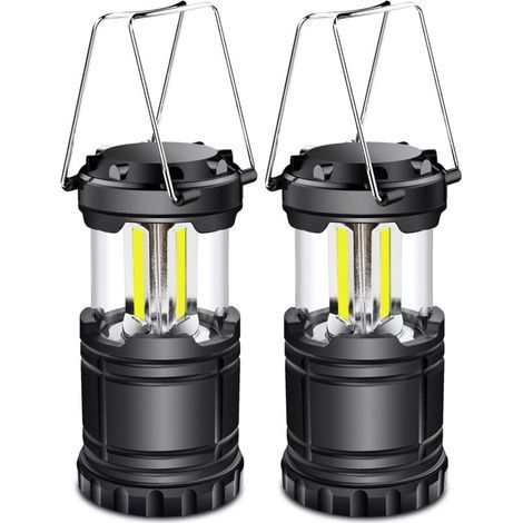 Lanterne Camping LED, Lampe Camping portable 350LM avec poignées en métal, pour Tente Camping Randonnée Pêche Cave etc, 2 pièces [Classe énergétique A+] (1/4)