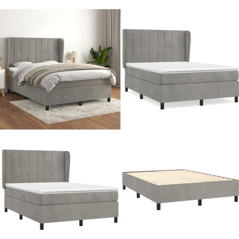 Boxspringbett mit Matratze Hellgrau 140x190 cm Samt - Samtbett - Boxspringbett - Doppelbett - Schlafzimmermöbel - Luxusbett - Home & Living (1/5)