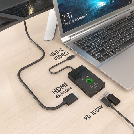 Adaptador/Transmisor de vídeo inalámbrico USB Tipo-C - HDMI Aisens ASWL-H2KDC30M05-BK/ 100W (1/2)