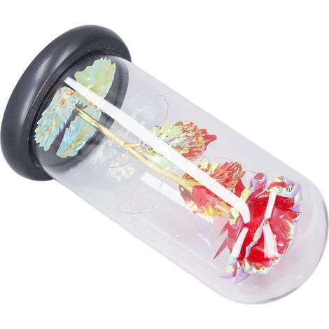 Rose LED Colorée en Verre Mosaïque Rouge et Doré - Idée Cadeau Romantique pour Saint-Valentin (1/5)