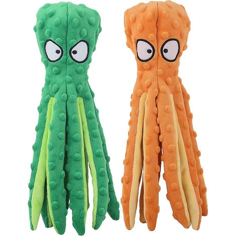 Jouets pour chiens qui couinent, pieuvres en peluche froissée sans rembourrage pour les occuper, jouets à mâcher interactifs pour la poussée dentaire des chiots, pour les chiens de toutes tailles. (1/5)