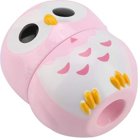 Minuterie, mignon de forme de hibou, minuteur manuel de cuisson de cuisson - rose - rose (1/5)