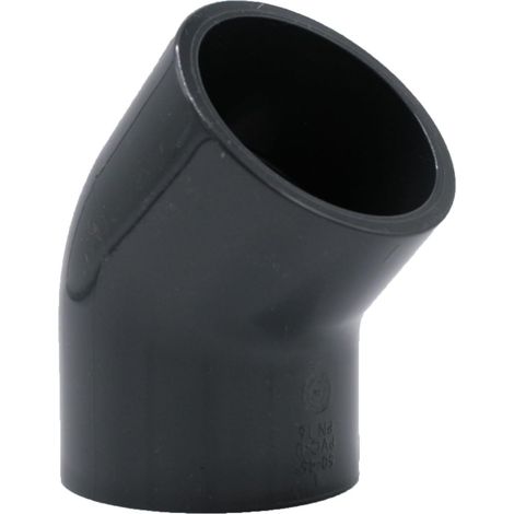 Codo de PVC-U de 45° para pegar, 32 mm  Gris Codo de PVC-U de 45° para pegar, apto para piscinas, riego, estanques, acuarios y tuberías de drenaje (1/4)