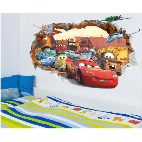 Chambre backdrop stickers Cars 3D Poqiang enfants-Ywey