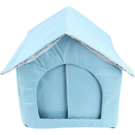 Niche Extérieur Chat Maison Isolée Imperméable Spacieuse Hiver Abri Confortable Résistant Bleu pour Animaux de Compagnie (1/5)