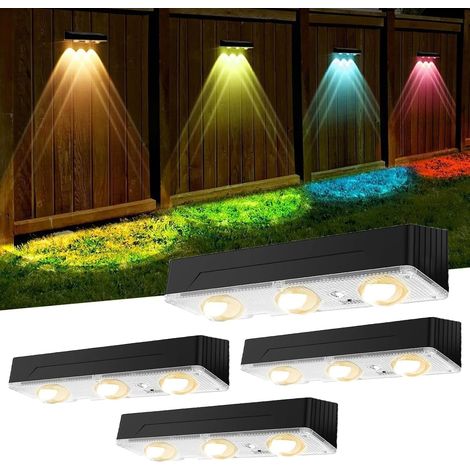 Applique Solaire Extérieur, Nouvelle Génération 2025 Haut & Bas Applique Murale Solaire Blanc RVB 1200mAh Lampe Solaire Murale Extérieur IP65 Étanche 4 Articles 100 Lumens pour Clôture (1/5)