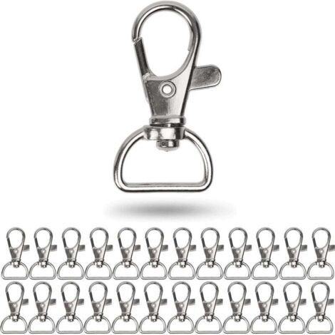 Drehbarer Karabiner, Drehhaken mit D-Ring, 24er-Packung, 16 mm breit, mit 360° drehbarem Ring, Taschenschlaufen
