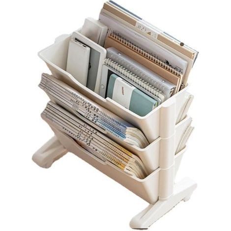 Étagère mobile 3 niveaux en panneaux de particules MDF blanc – rangement moderne pour livres, CD et magazines – idéale salon, chambre ou bureau (1/4)