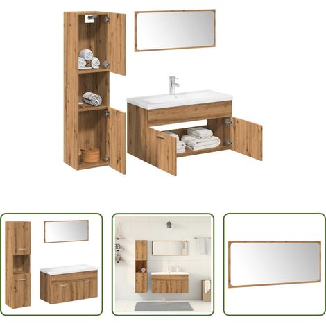 vidaXL Armoire suspendue - Ensemble de meubles salle de bain 5 pcs bois d'ingénierie (1/5)