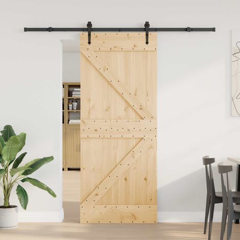 vidaXL Sliding Door NARVIK Natural and Black 85 x 210 cm (213.5 cm)