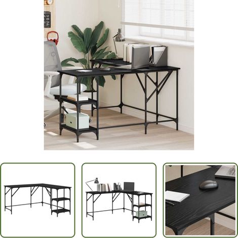 vidaXL Bureau chêne noir -  Bureau Chêne noir 139 x 139 x 75 cm Bois d'ingénierie (1/5)