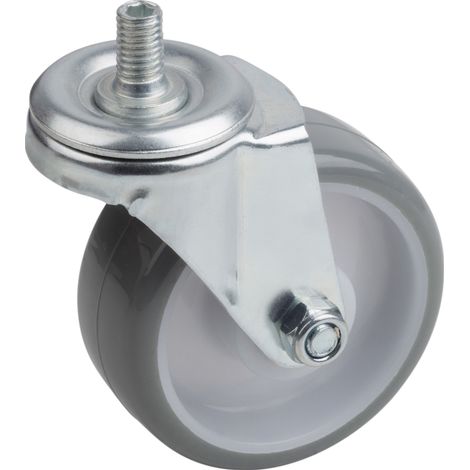 Metafranc Rotella girevole Ø 75 mm – con vite – ruota in poliuretano – battistrada morbido – cuscinetto a rulli – portata 75 kg/rullo di trasporto/rullo per mobili/rullo pesante/802940 (1/3)