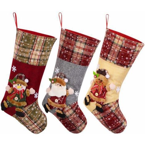 Chaussette de Noël, grande décoration de bas de Noël, chaussette de renne bonhomme de neige Père Noël 4323cm (1/5)