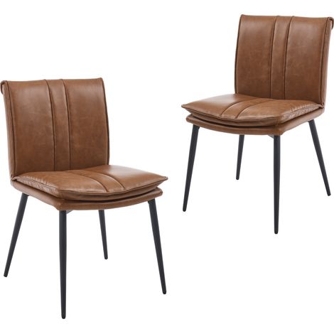 Wahson Dining Chairs 2Pcs in PU Leather Modern Industrial Kitchen Chairs with Backrest for Living Room Restaurant, Green (1/5)