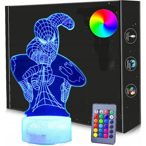 Spider-MAN 3D LED-Nachtlampe (USB/Batterien) + Fernbedienung (1/5)