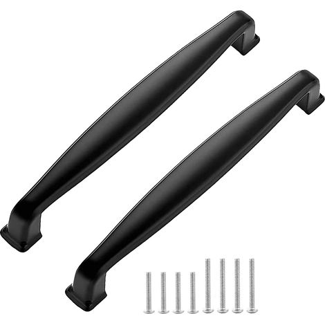 Paquet de 12 poignées d'armoires de cuisine poignées de tiroir noir mat poignées d'armoire poignées de tiroir (12 pièces, trou central 96mm) (1/5)