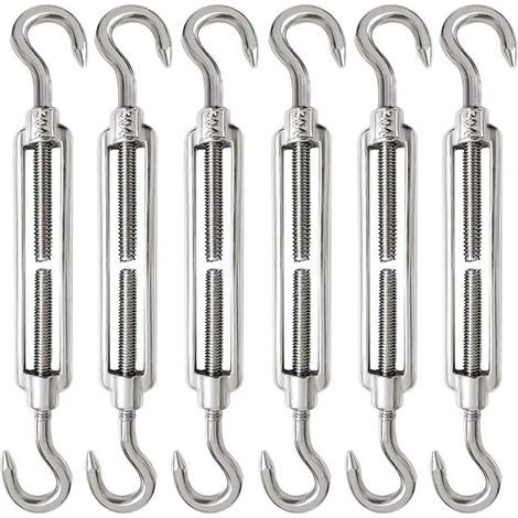 6 Pièces Tendeur Cable M6 Tendeur Cable Inox 304 Réglable Crochet de Ridoir et Crochet pour Tendeur de Fil Cable Acier Corde Crochet Tendeur (1/5)